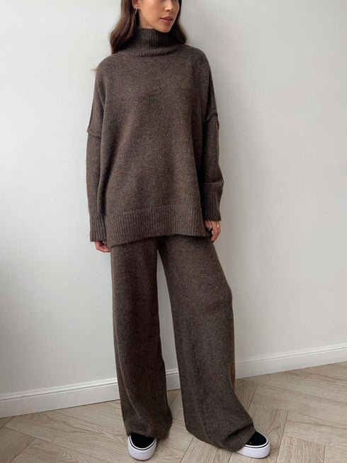 'Keres' Long Sleeve Top and Pants Sweater Set - Celes Fashion